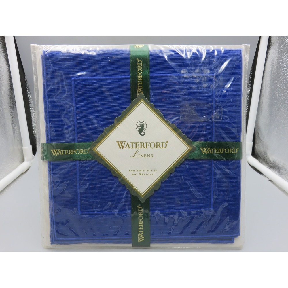 Waterford Linens Belair Royal Blue Cloth Napkins Set of 4 Ribbed Solid 19732419